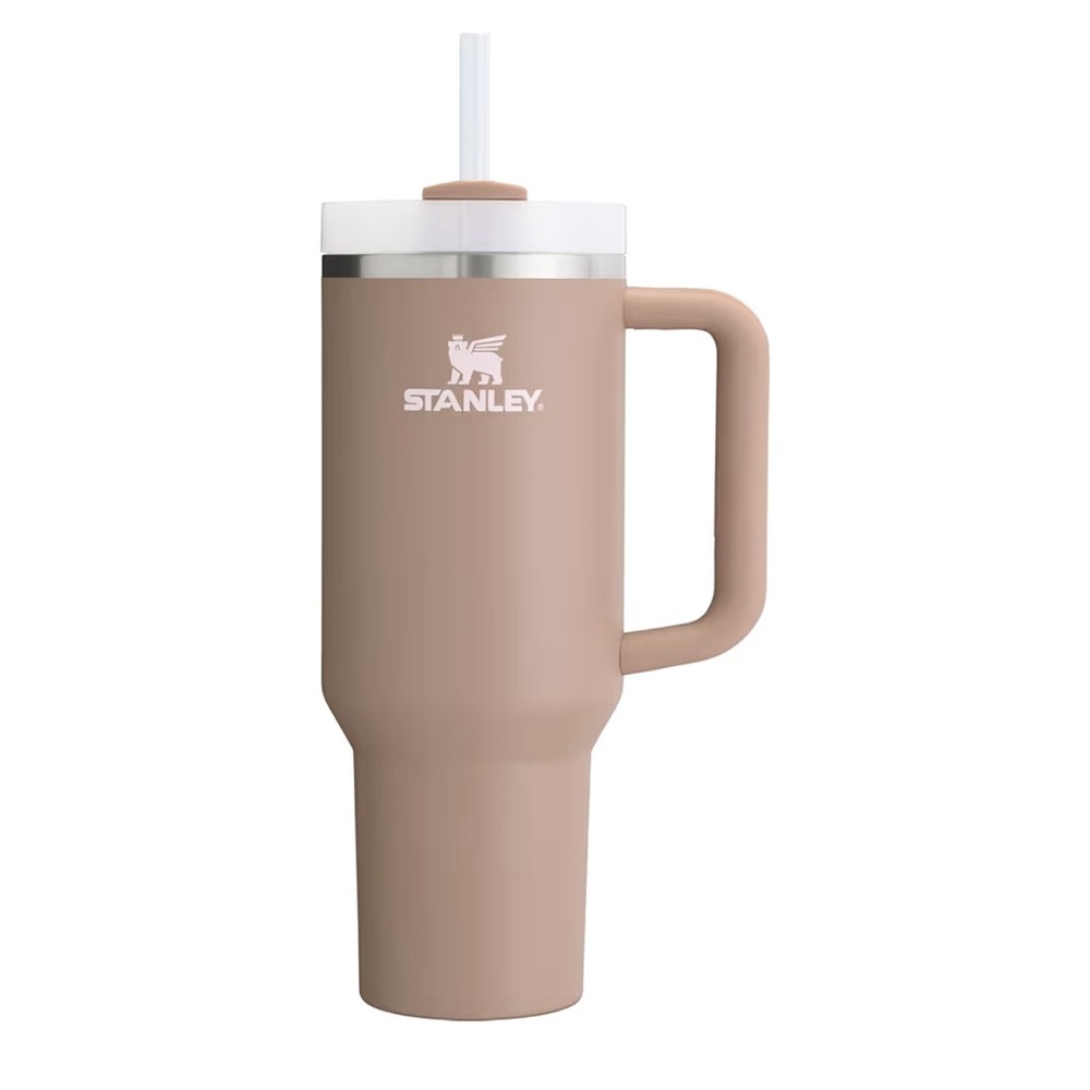 Stanley 30oz Travel Tumbler with Handle in Beige and White NWOT